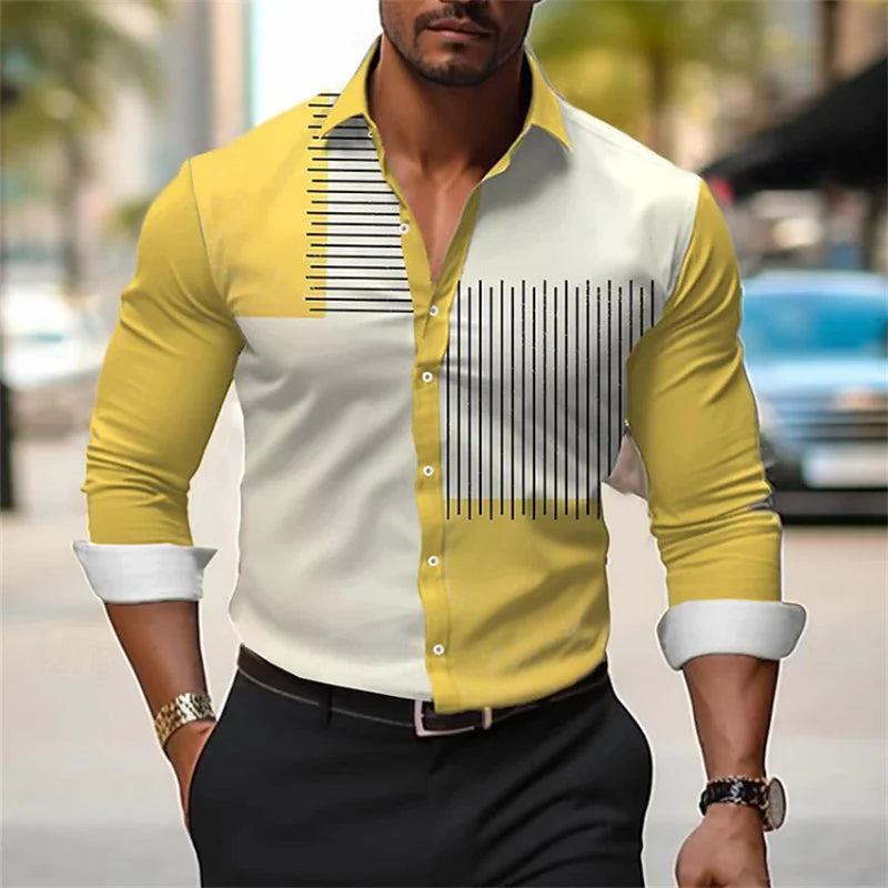 Men's 3D Printed Button-Up Shirt - Perfect for Spring & Summer, Ideal for Business & Casual Wear