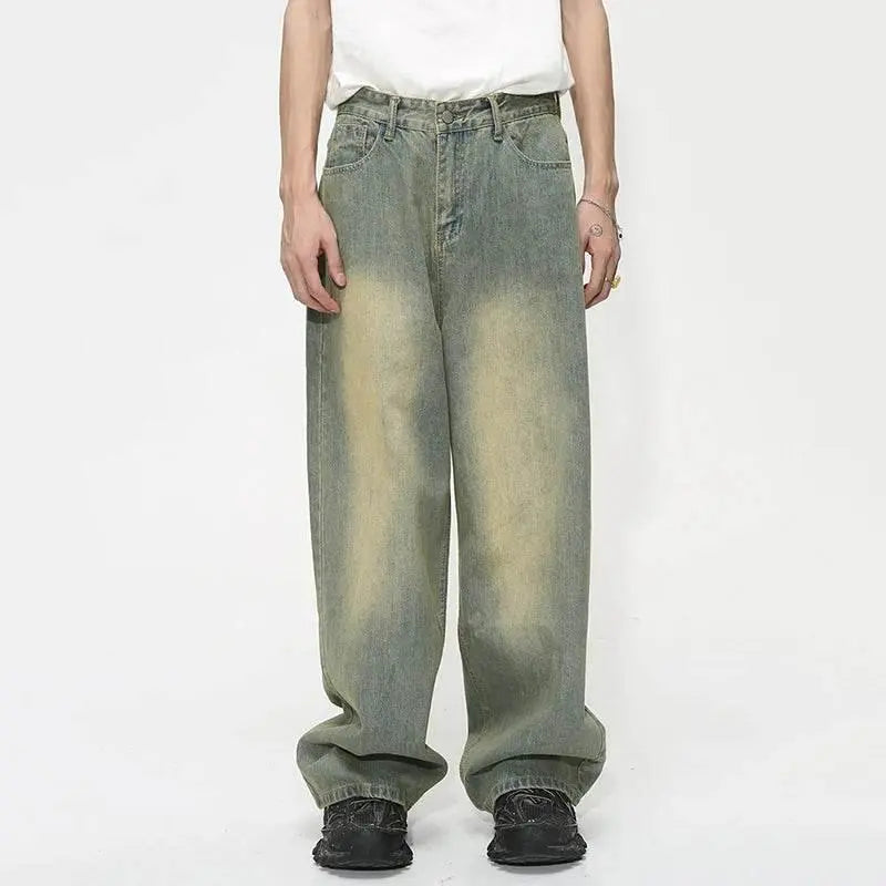IEFB Vintage Gradient Baggy Jean Trousers Trend Men's Fashion Distressed Y2k Style Personality Wide Leg Casual Denim Pant 9C1149 - ACHETE LTD