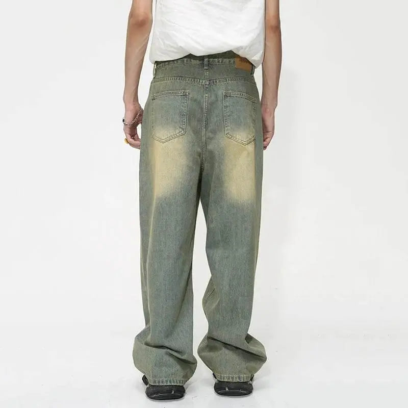 IEFB Vintage Gradient Baggy Jean Trousers Trend Men's Fashion Distressed Y2k Style Personality Wide Leg Casual Denim Pant 9C1149 - ACHETE LTD