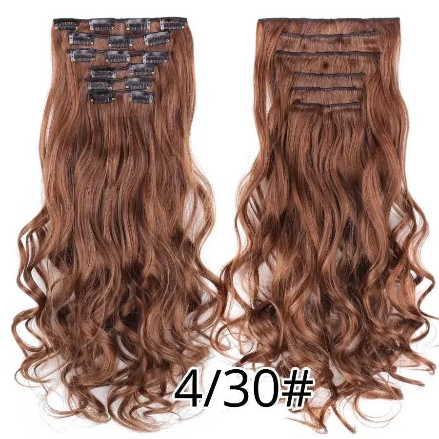 Leeons Synthetic Hair Curly Clip In Wig Extension 16 Clips In Hair Extension Hair Pieces Fake Hair Extension Synthetic 49 Colors - ACHETE LTD
