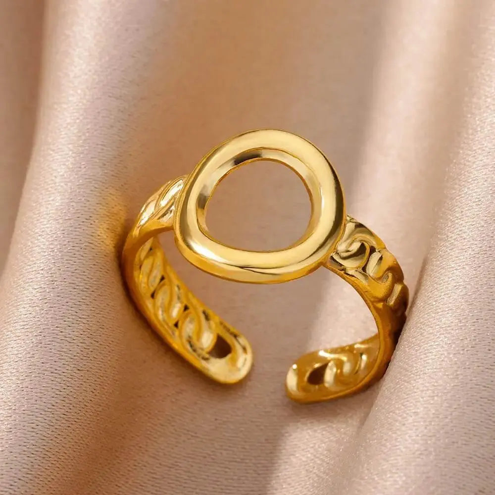 Stainless Steel Rings for Women Jewelry Summer Accessories Simple Vintage Gold Color Adjustable Aesthetic Gothic Snake Wide Ring - ACHETE LTD
