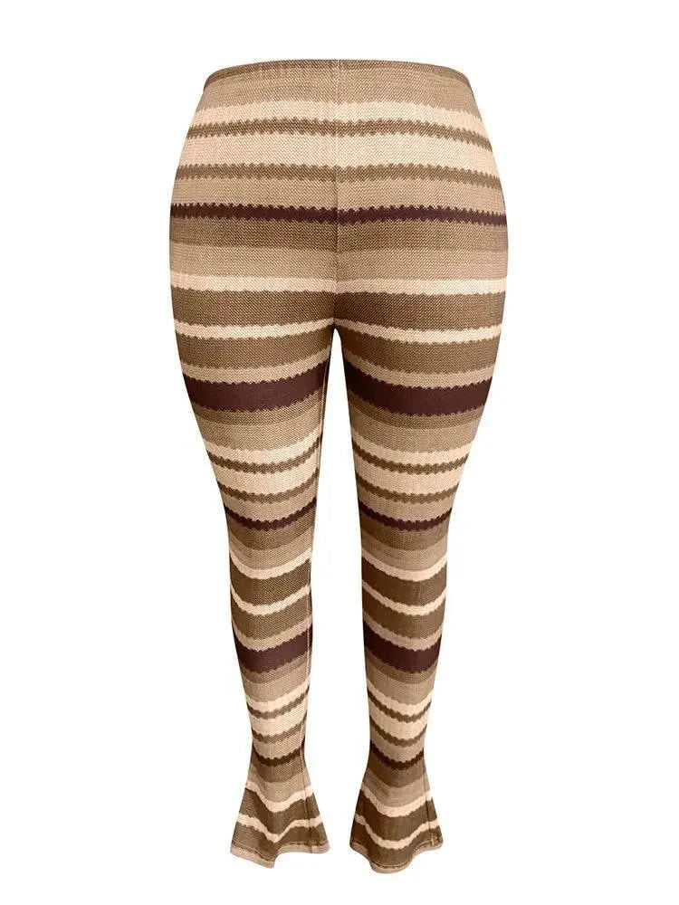 LW Autumn Striped Pants for Women 2024 Winter Fashion Contrast Trousers Casual High Elasticity Pant Plus Size Women Clothing - ACHETE LTD