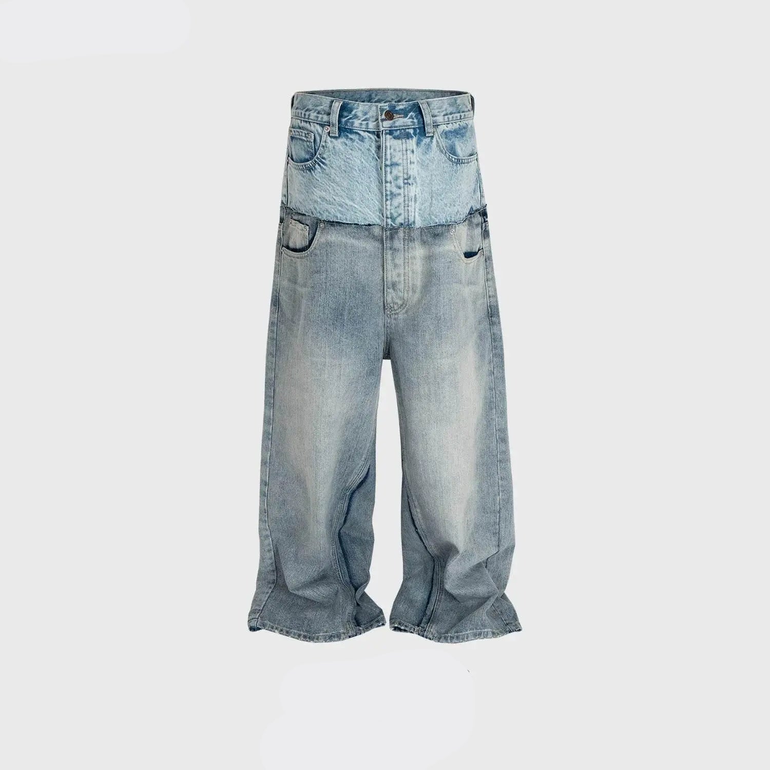 MIJKO Men's Women's Cotton Casual Blue Loose Straight Jean CUT-UP Pants - ACHETE LTD