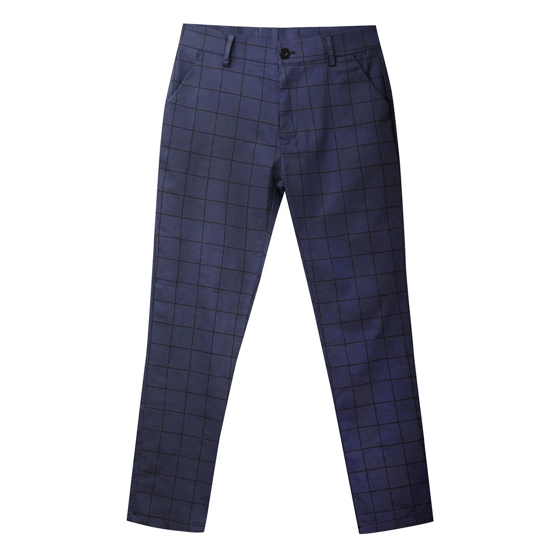 Men’s Slim Fit Dress Pants Plaid Print Skinny Long Pants Flat-Front Stretch Business Pants