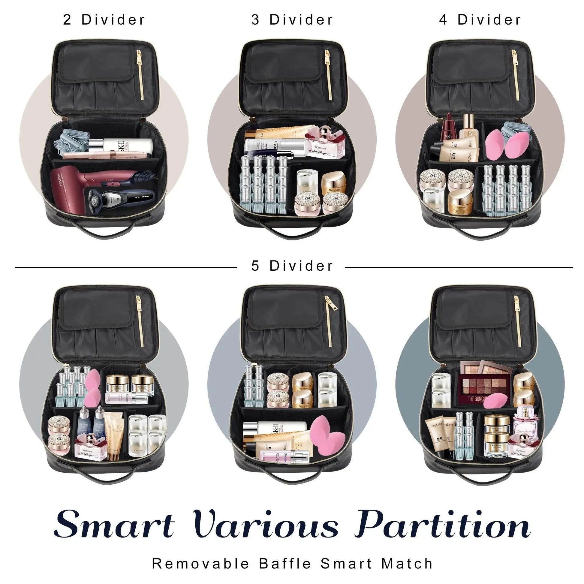 Travel Makeup Bag, Make up Bag Leather Cosmetic Bag Travel Toiletry Bag Make Up Bag Brush Organizer - ACHETE LTD
