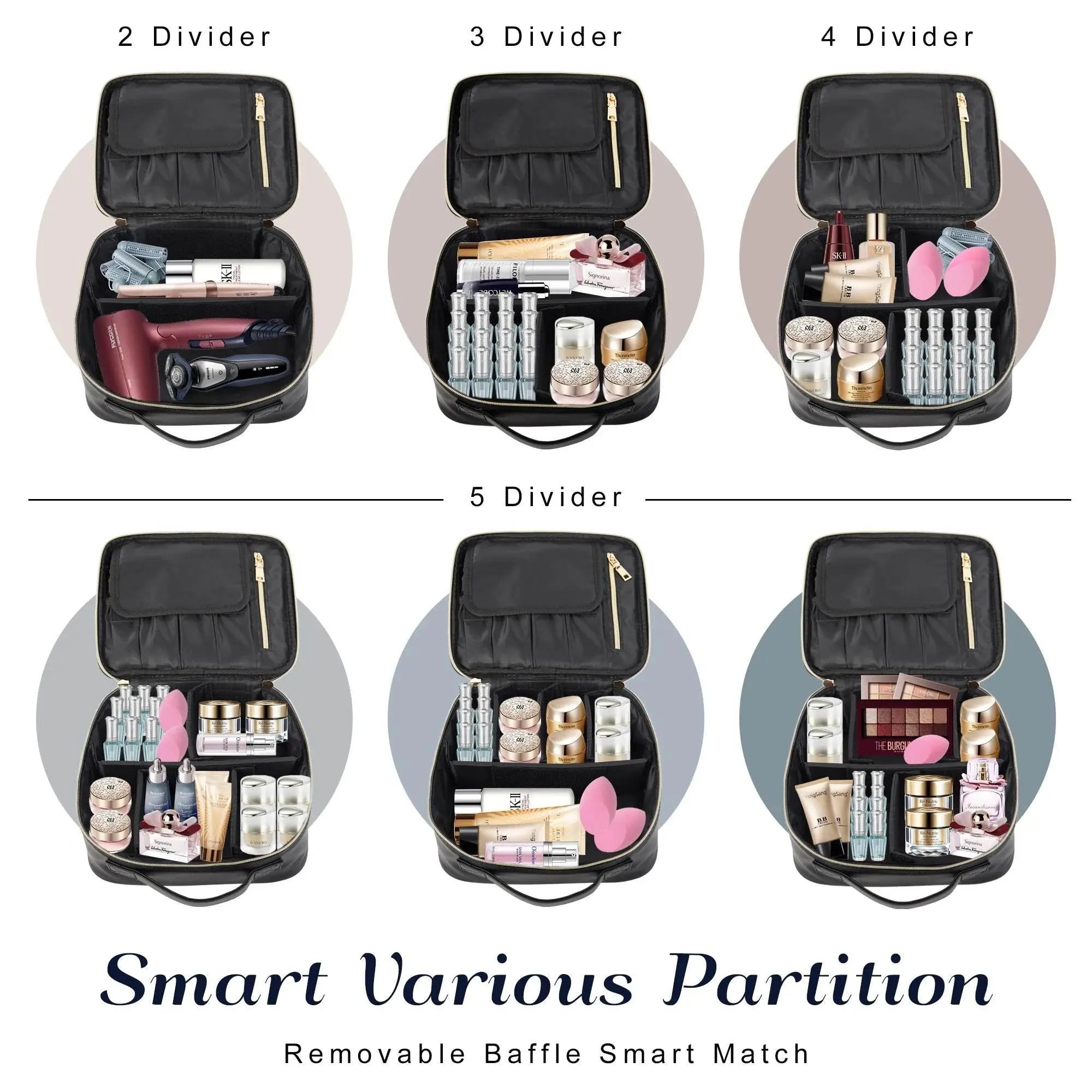 Travel Makeup Bag, Make up Bag Leather Cosmetic Bag Travel Toiletry Bag Make Up Bag Brush Organizer - ACHETE LTD