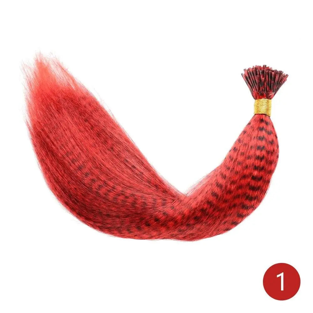 AZQUEEN Feather Hair Extension 10Pieces Fake Hair I Tip Rainbow Synthetic Hair 16inch Hairpiece Feather for Hair Extension - ACHETE LTD