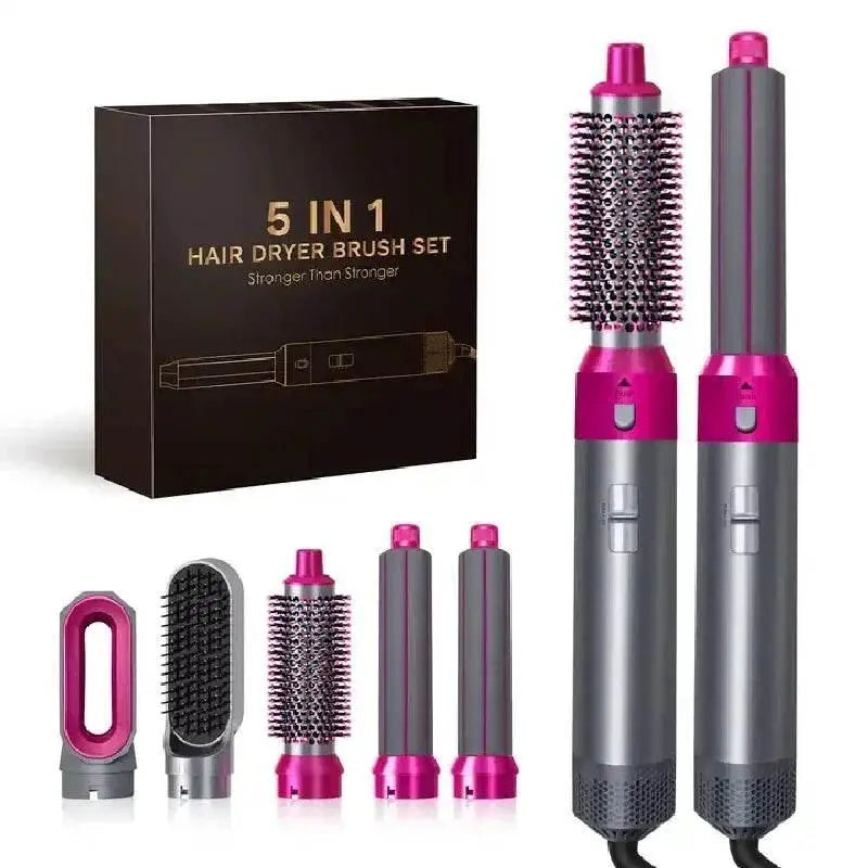 Hair Dryer 5-In-1 Electric Hair Comb Negative Ion Straight Curler Brush Blow Dryer Air Comb Removable Brush Kit Tool - ACHETE LTD