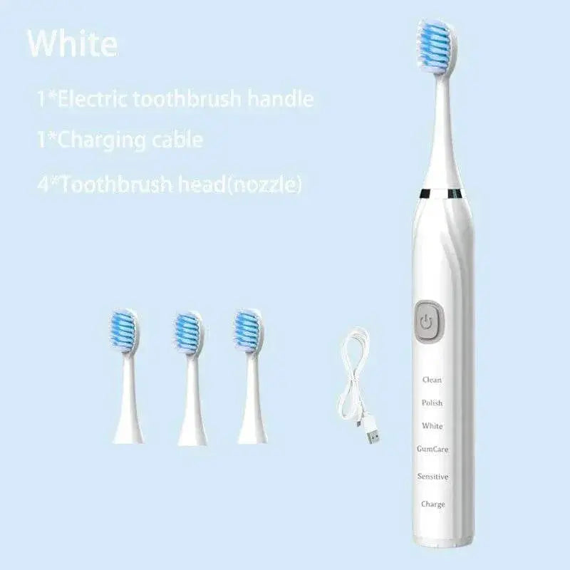 Sonic Electric Toothbrush Cleaning Brush For Adult Automatic Rechargeable Soft Hair Waterproof Ultrasonic Tooth Brush 4 heads - ACHETE LTD