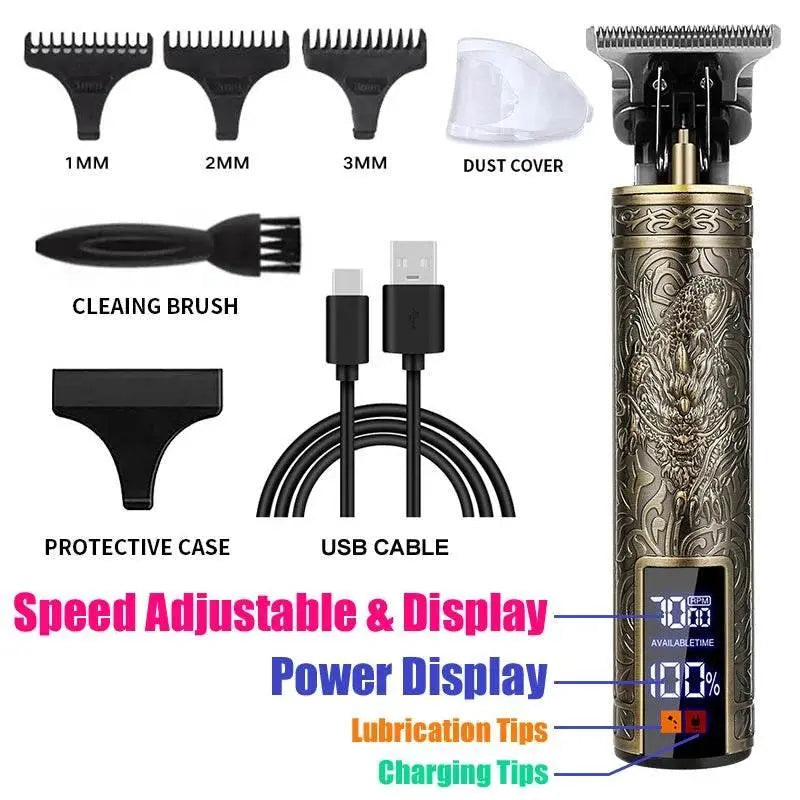 T9 Hair Clippers for Men Vintage Hair Cutting Machine Beard Trimmer Kits Body Hair Shaving Barber Beard Trimmer Electric Shaver - ACHETE LTD