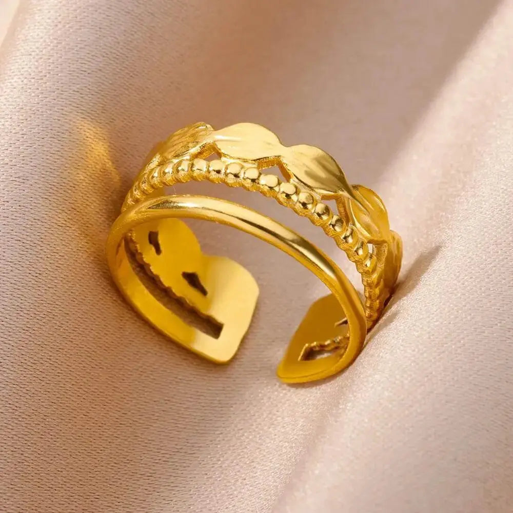 Stainless Steel Rings for Women Jewelry Summer Accessories Simple Vintage Gold Color Adjustable Aesthetic Gothic Snake Wide Ring - ACHETE LTD