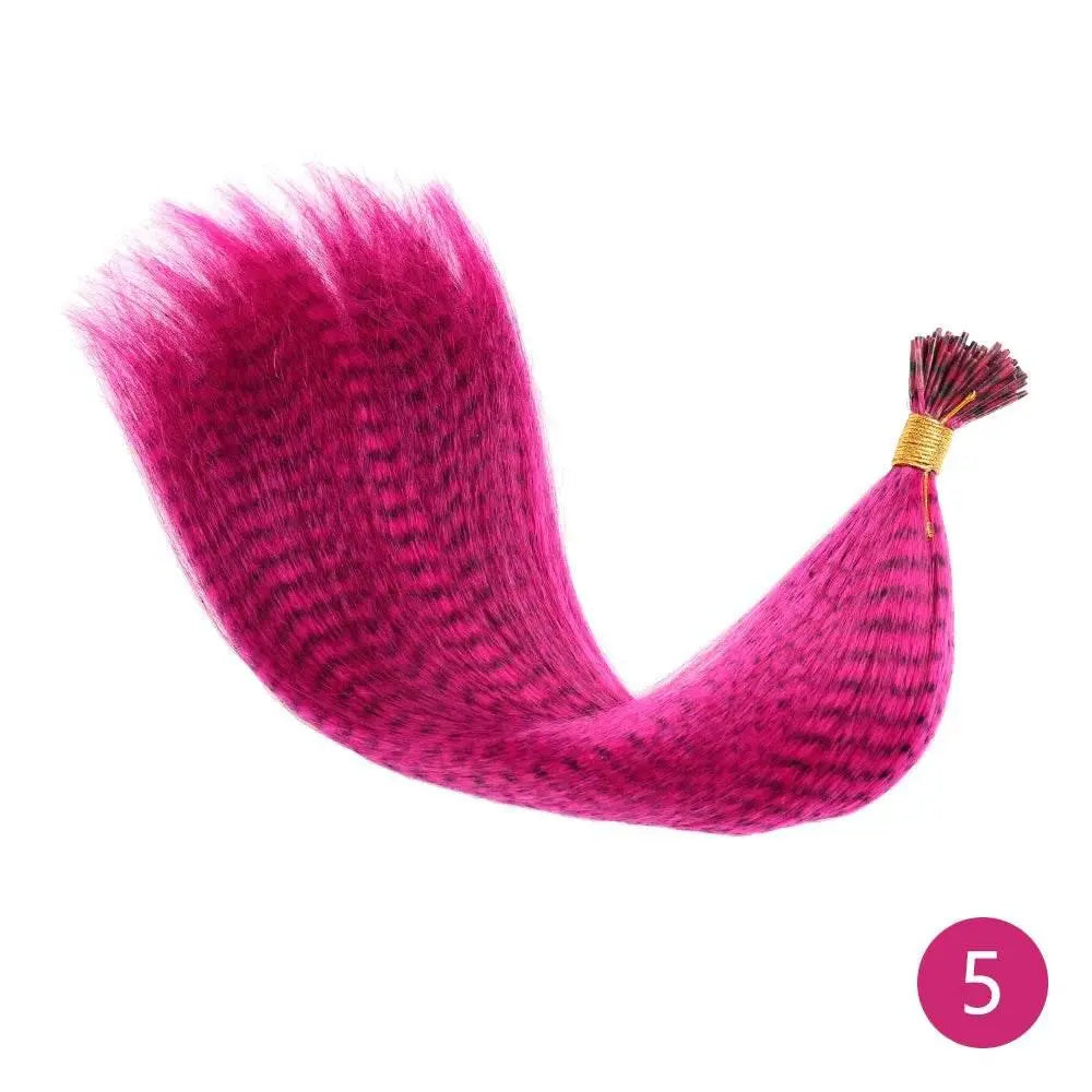 AZQUEEN Feather Hair Extension 10Pieces Fake Hair I Tip Rainbow Synthetic Hair 16inch Hairpiece Feather for Hair Extension - ACHETE LTD