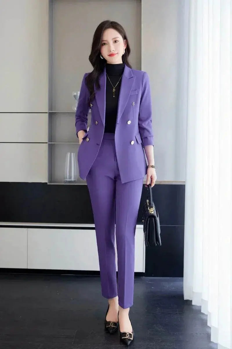 Professional Long-Sleeved Trouser Suits for Women, Fashionable Trousers, High Quality, Show, Elegant, New, Autumn and Winter - ACHETE LTD