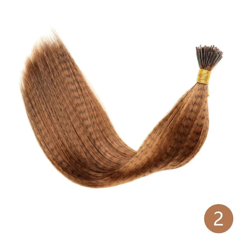 AZQUEEN Feather Hair Extension 10Pieces Fake Hair I Tip Rainbow Synthetic Hair 16inch Hairpiece Feather for Hair Extension - ACHETE LTD