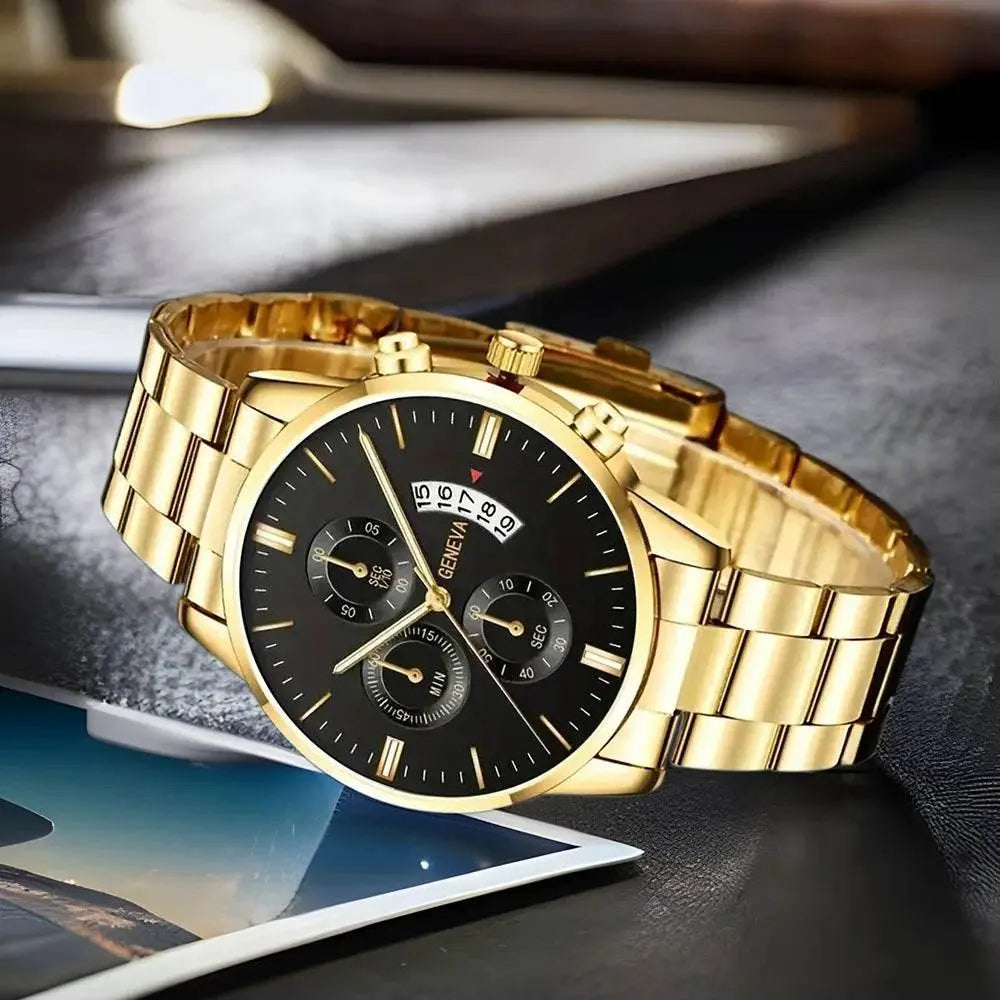 4 Pcs Casual And Fashionable Couple Watches Quartz Watches Women's Watches Matched With Couple Necklace Set - ACHETE LTD