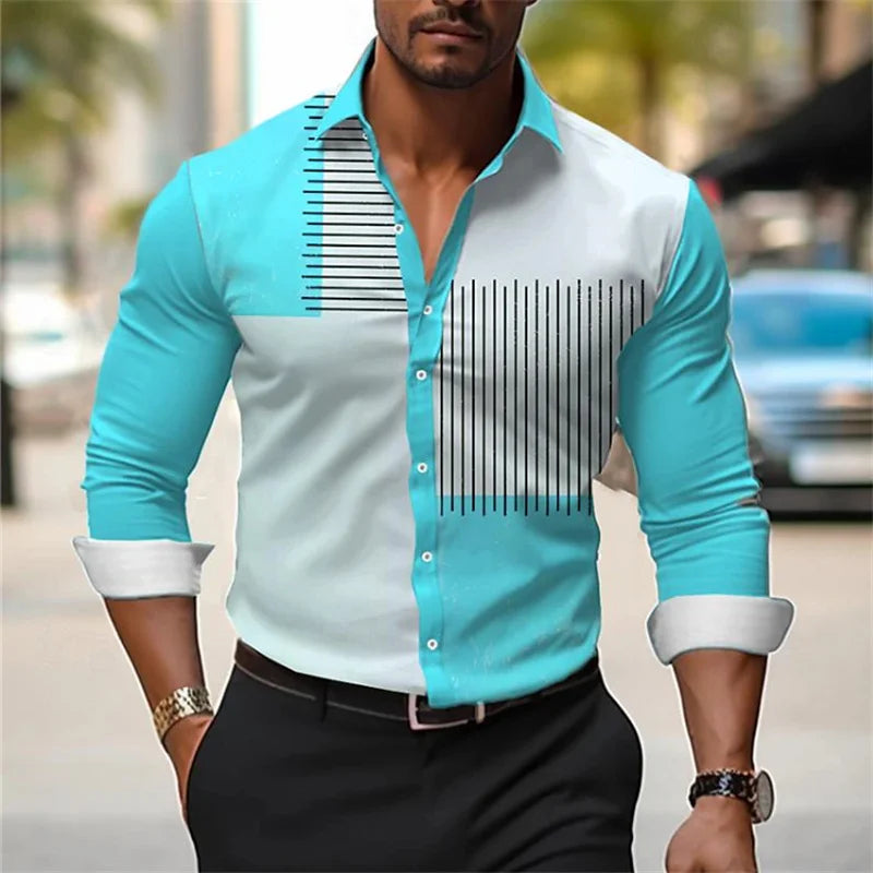 Men's 3D Printed Button-Up Shirt - Perfect for Spring & Summer, Ideal for Business & Casual Wear