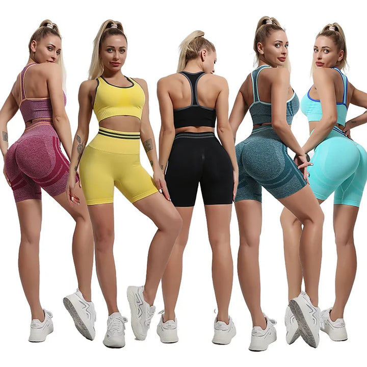 Gym Set Workout Clothes for Women  Yoga  Seamless Sports Bra Suit High Waist Shorts  Tracksuit Female Clothing