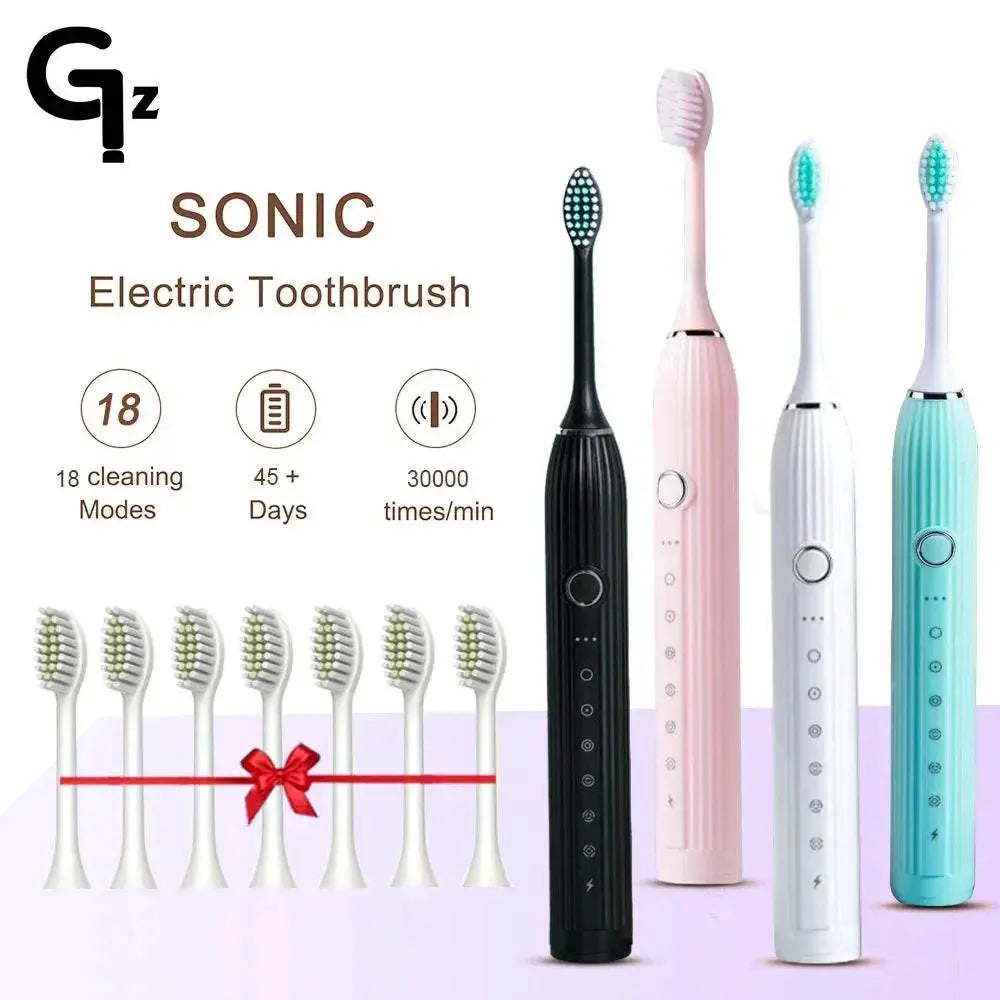 GeZhou N105 Sonic Electric Toothbrush Adult Timer Brush USB Rechargeable Electric Tooth Brushes with 8pcs Replacement Brush Head - ACHETE LTD