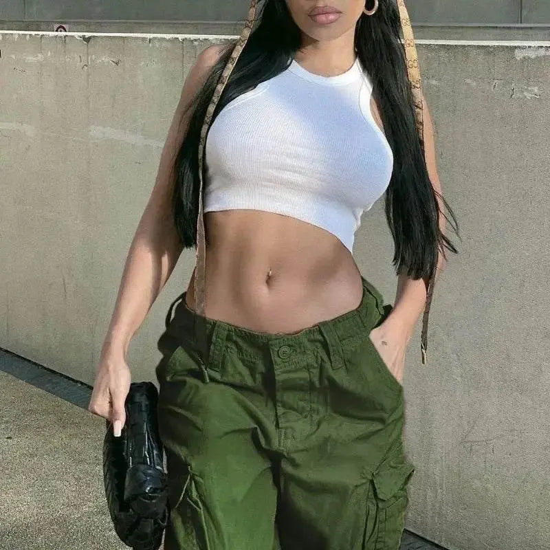 Autumn/Winter New Womens Cargo Straight Trousers High Waist Loose Wide Leg Vintage Dad Jeans for Women - ACHETE LTD
