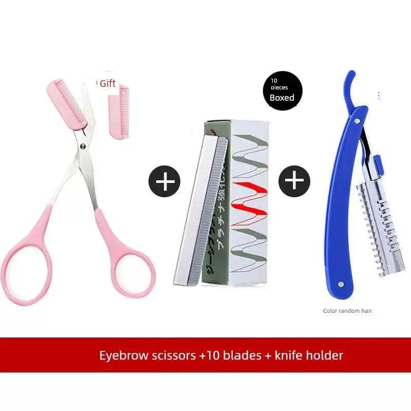 Eyebrow Scissors Tool Suit Eye-Brow Knife Men for Women Only Clipper Eyebrow Trimmer Makeup Gadget - ACHETE LTD