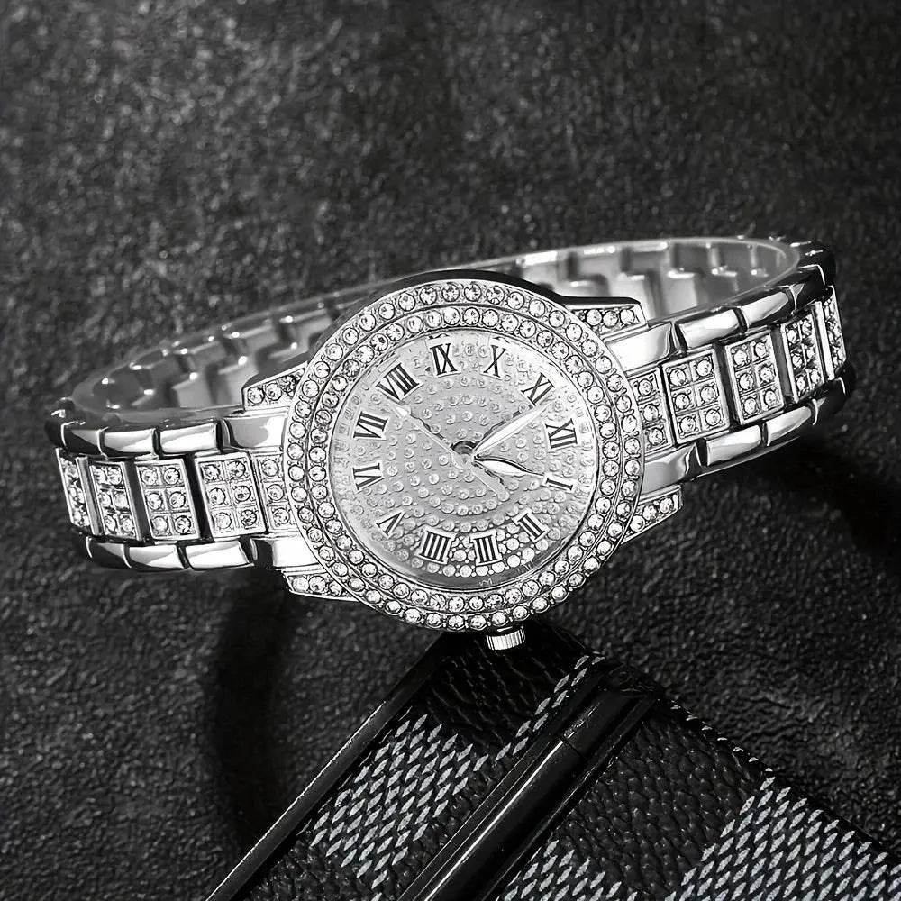 4 Pcs Casual And Fashionable Couple Watches Quartz Watches Women's Watches Matched With Couple Necklace Set - ACHETE LTD