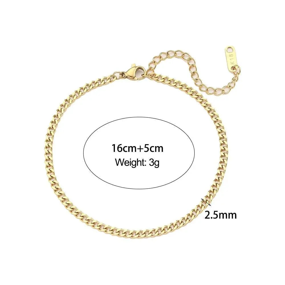 Miniamlist Men Bracelet Gold Jewelry Street Style Stainless Steel 316L 18k Gold Plated Cuban Chain Bracelets For Women - ACHETE LTD