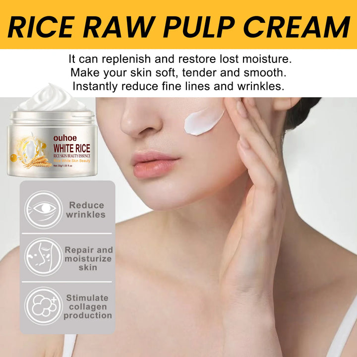 White Rice Whitening Face Serum Wrinkle Remove Fine Lines Cream Shrink Pores Fade Dull Melanin Moisturize Brighten Skin Care Set