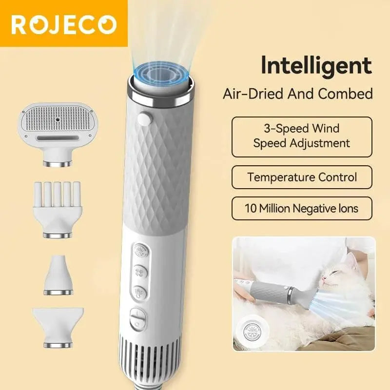 ROJECO Portable 2 in 1 Pet Hair Dryer for Cat Dog Grooming Comb Brush with Electric Spray Water Steam Mute Pet Hair Water Blower - ACHETE LTD