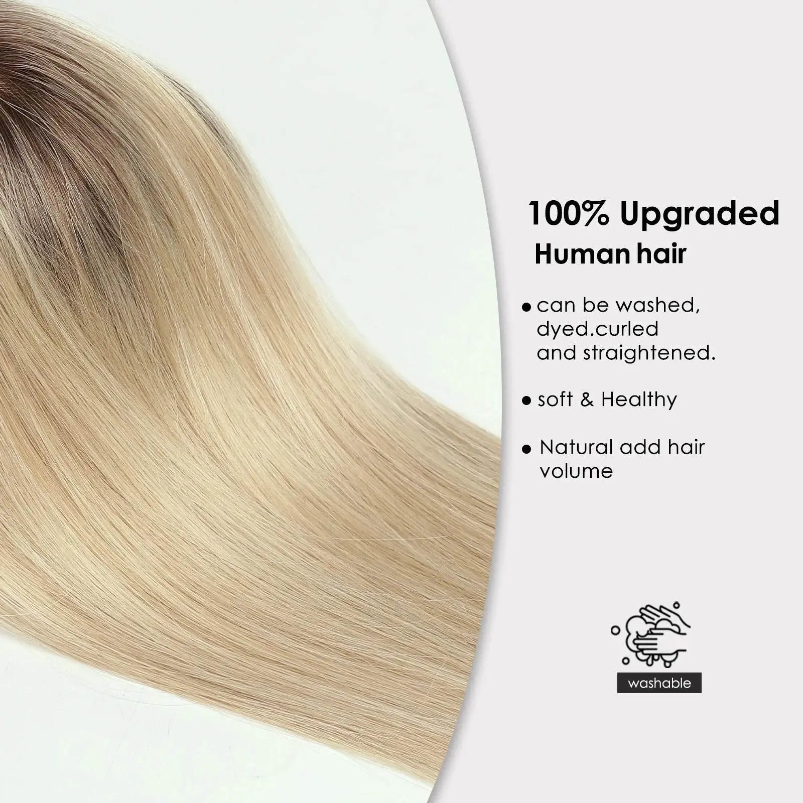 Human Hair Toppers Silk Base Blonde Ombre Dark Root Remy Human Hair Extensions Hairpieces for White Women 10/14 inch Human Hair - ACHETE LTD