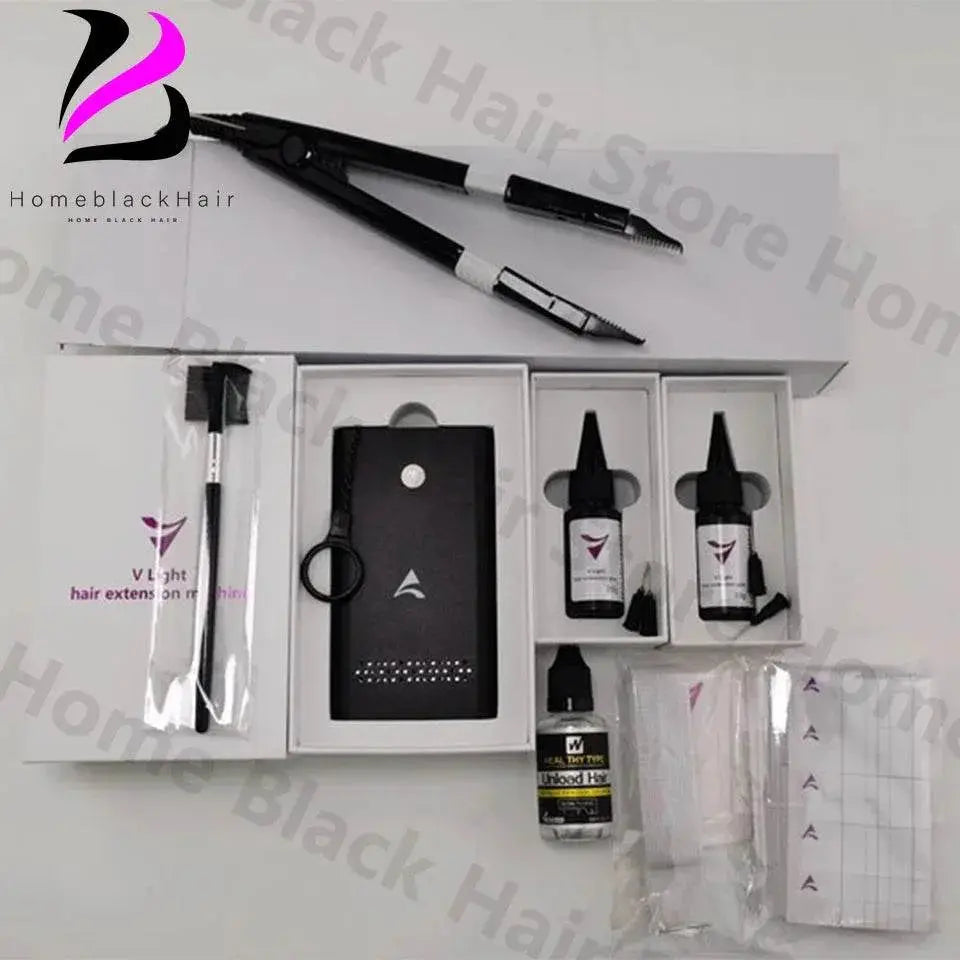 V-Light Technology Hair Extension Machine white Hair Extension Tools Kit Set with V light Hair extension glue - ACHETE LTD