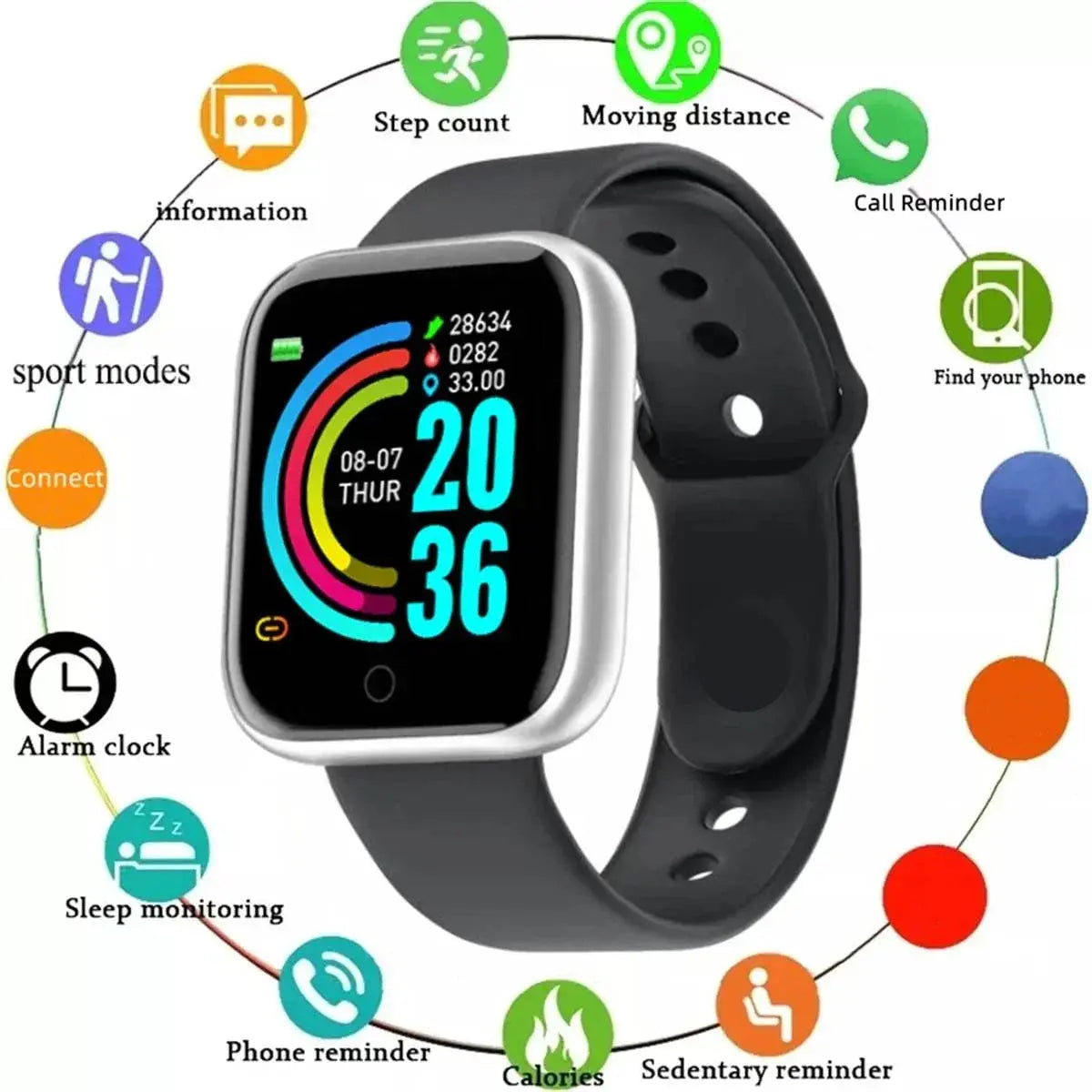 Men Watch Electronic Fitness Bracelet Smartwatch Smart Watch Y68 D20 Sleep Monitor Gift For IOS Android Smartphones Alarm Clock - ACHETE LTD
