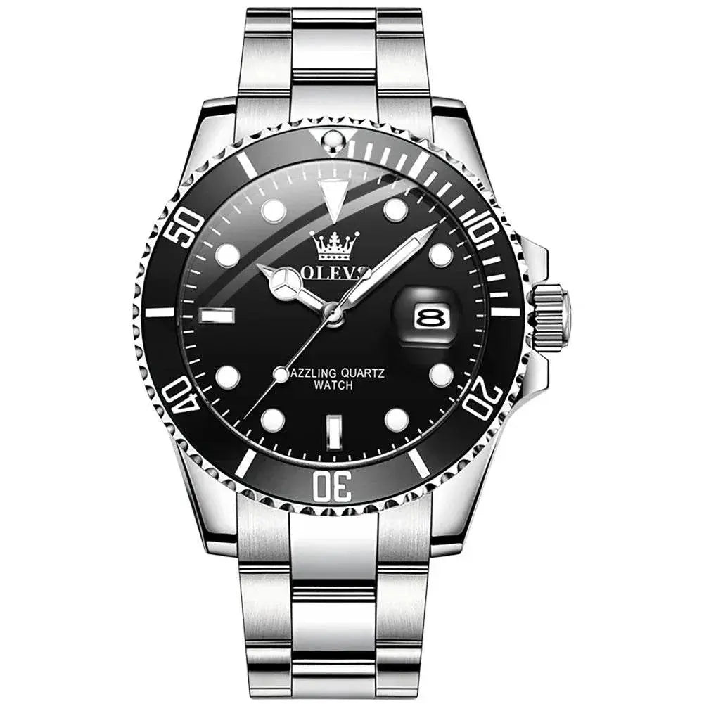 OLEVS Men Watch Diver Green Waterproof Watch for Men Stainless Steel Quartz Men Luxury Watch Luminous - ACHETE LTD