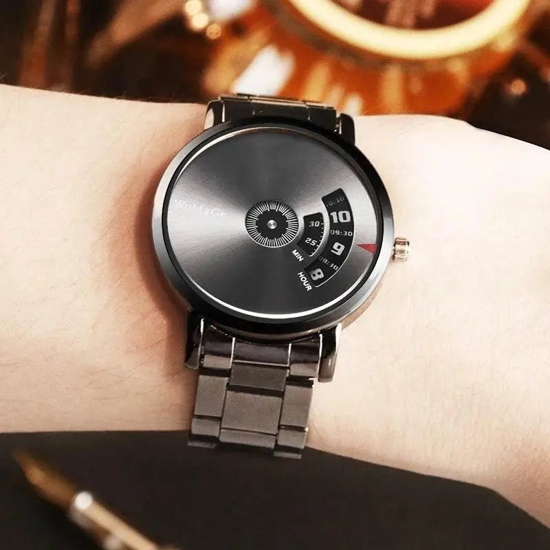WoMaGe Black Men Watches Fashion Creative Watches Men Stainless Steel Quatrz Wristwatch Luxury Mens Watches horloge man - ACHETE LTD