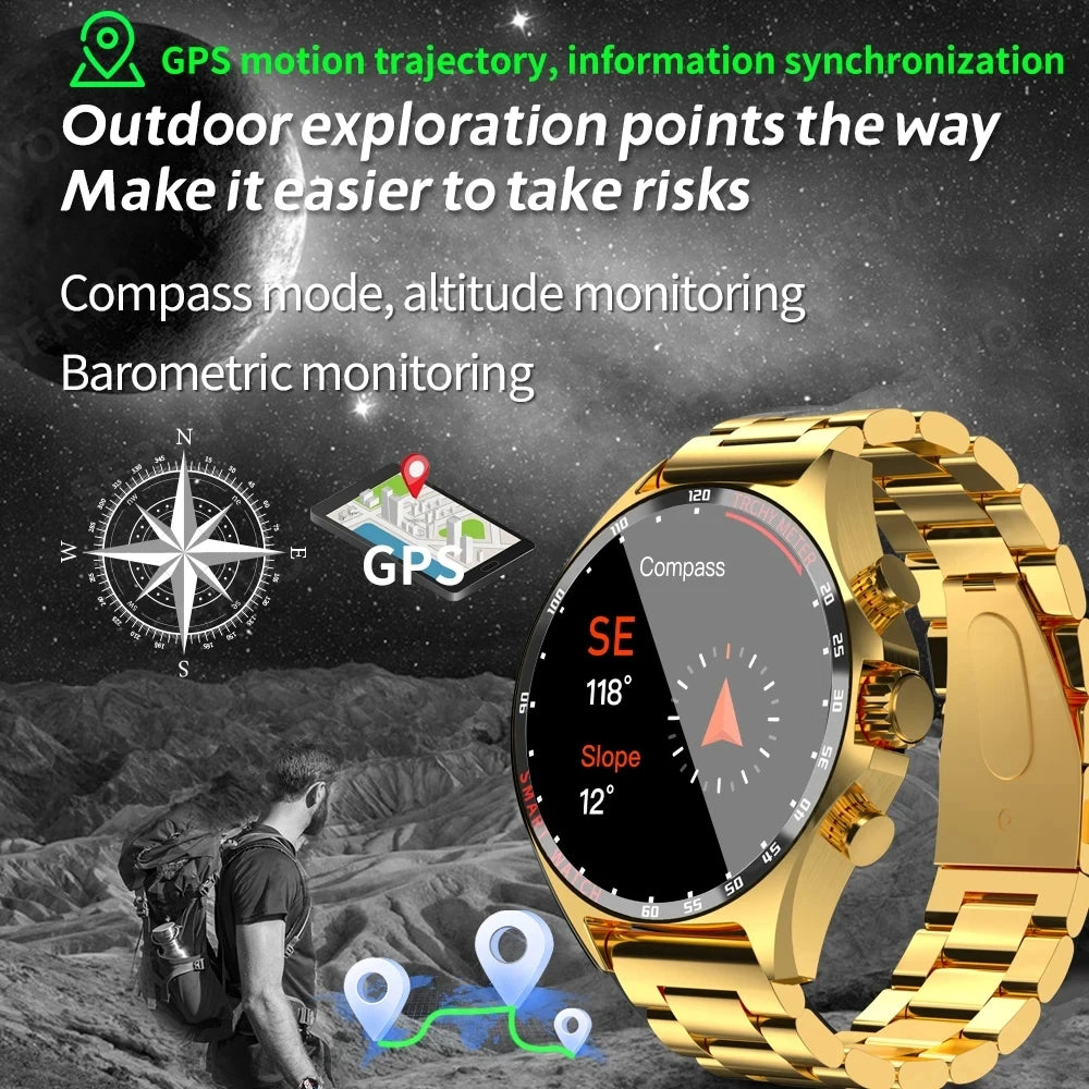 2024 GPS Smart Watch for Men - Bluetooth Call, Health Monitoring, IP68 Waterproof - Outdoor Sports, Compass