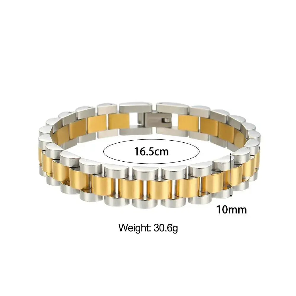 Miniamlist Men Bracelet Gold Jewelry Street Style Stainless Steel 316L 18k Gold Plated Cuban Chain Bracelets For Women - ACHETE LTD