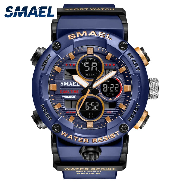 SMAEL Sport Watch Men Waterproof LED Digital Watches Stopwatch Big Dial Clock For Male 8038 relogio masculino Men Watches Quartz