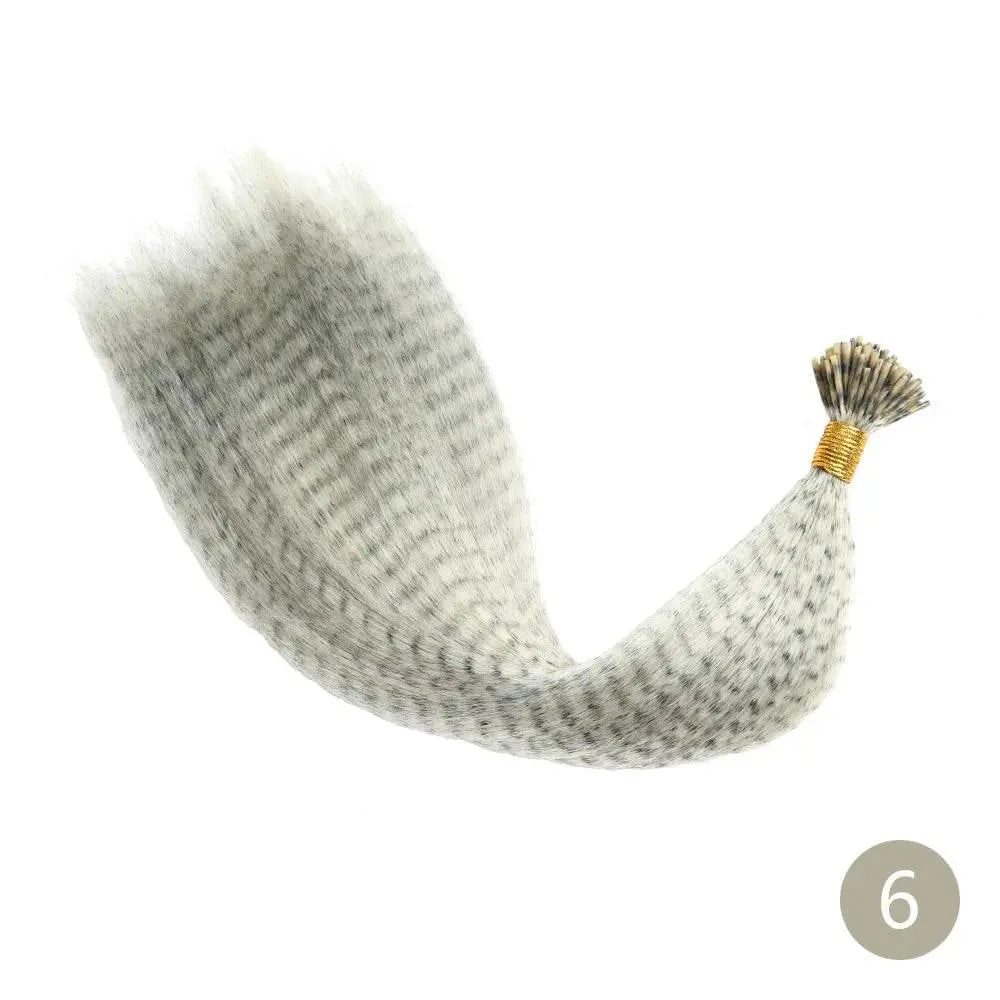 AZQUEEN Feather Hair Extension 10Pieces Fake Hair I Tip Rainbow Synthetic Hair 16inch Hairpiece Feather for Hair Extension - ACHETE LTD