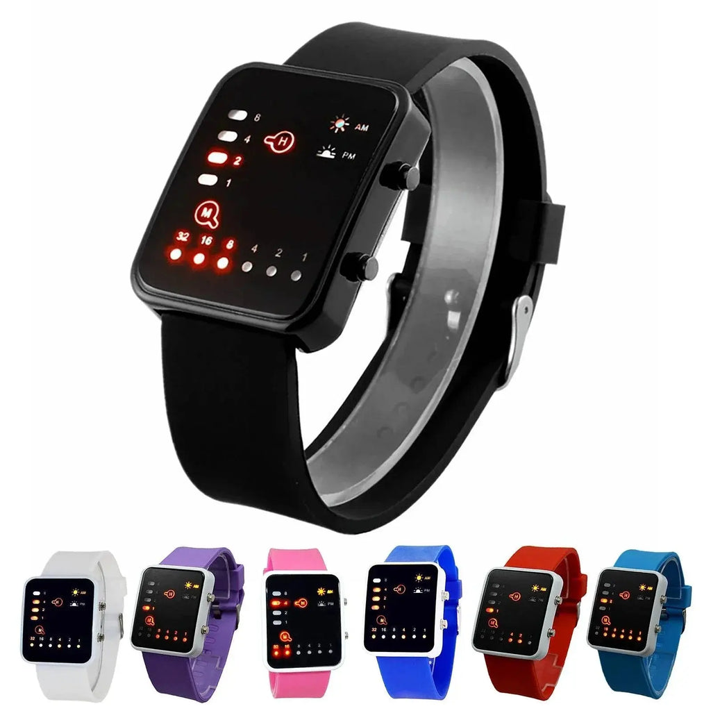 Binary Led Watches Men Watches Fashion Dot Led Digital Electronic Watches Fashion Sports Silicone Watches Couple Watches - ACHETE LTD