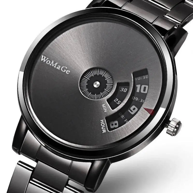 WoMaGe Black Men Watches Fashion Creative Watches Men Stainless Steel Quatrz Wristwatch Luxury Mens Watches horloge man - ACHETE LTD