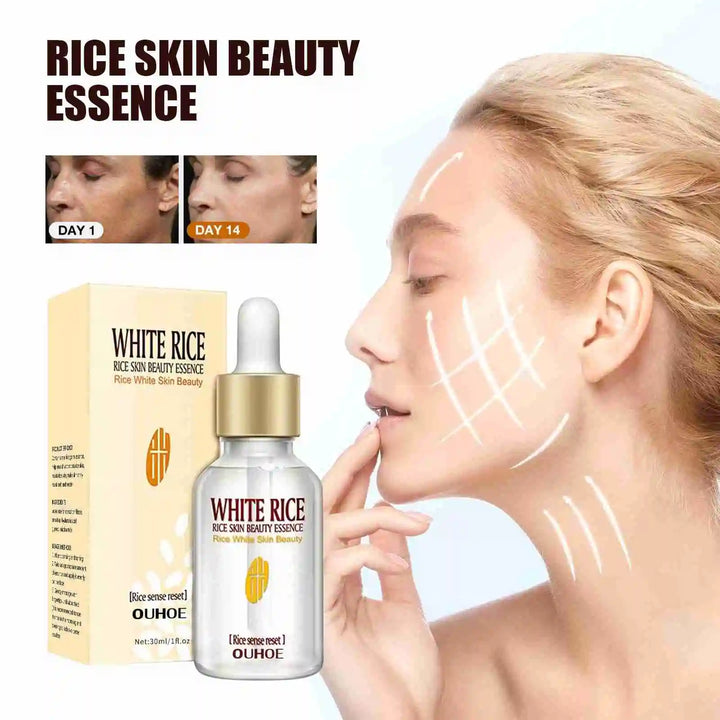 White Rice Whitening Face Serum Wrinkle Remove Fine Lines Cream Shrink Pores Fade Dull Melanin Moisturize Brighten Skin Care Set