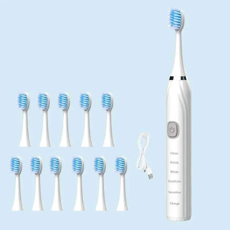 Sonic Electric Toothbrush Cleaning Brush For Adult Automatic Rechargeable Soft Hair Waterproof Ultrasonic Tooth Brush 4 heads - ACHETE LTD