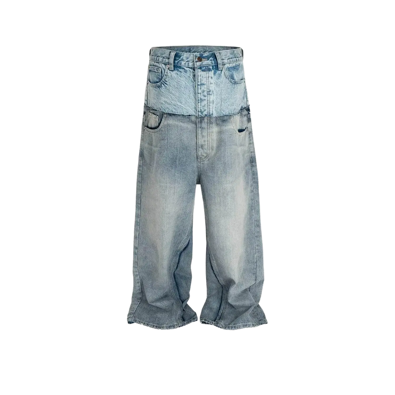 MIJKO Men's Women's Cotton Casual Blue Loose Straight Jean CUT-UP Pants - ACHETE LTD