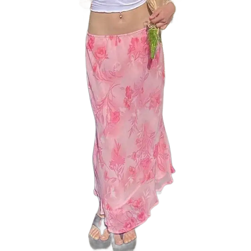 Women Retro Floral Print Skirts.