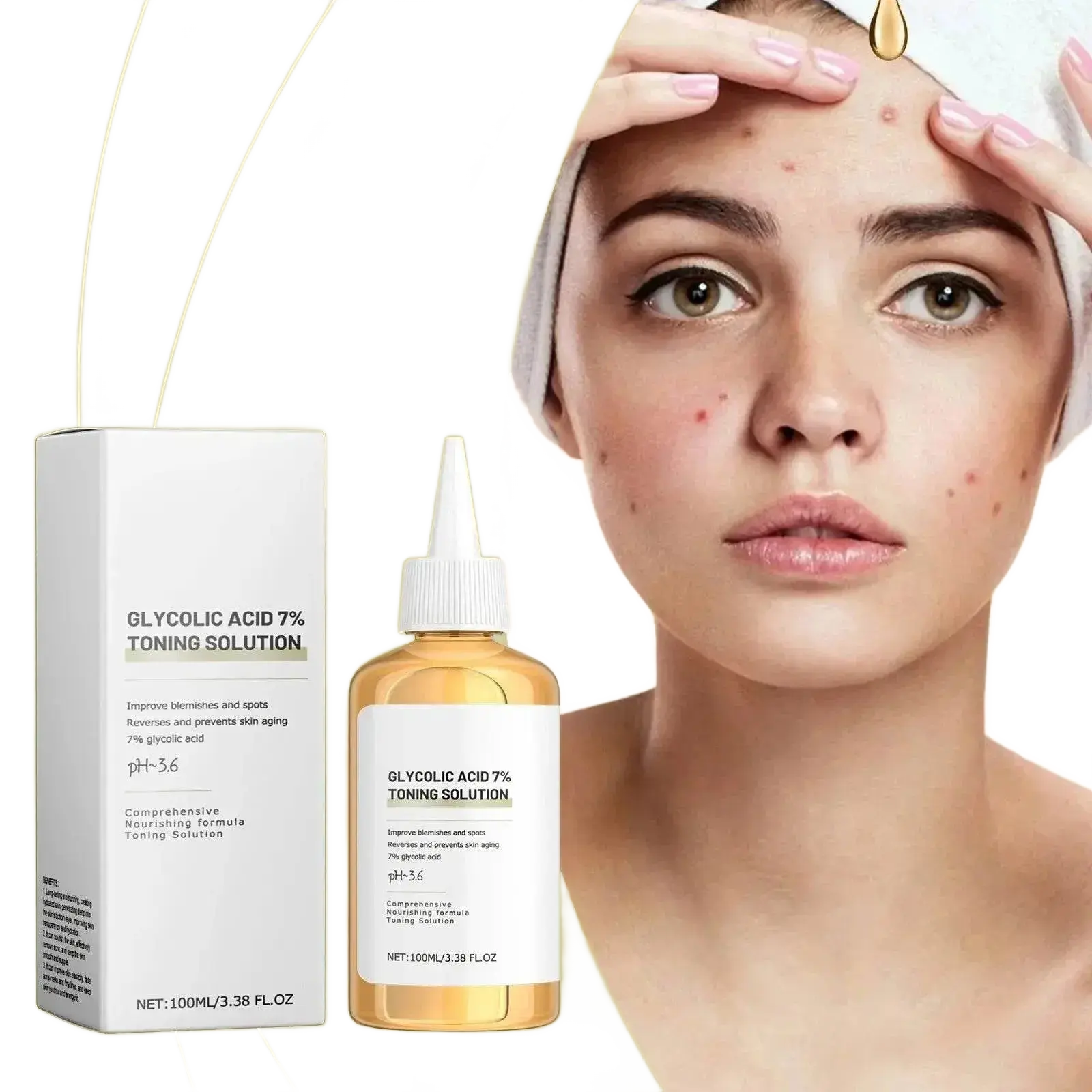 Glycolic 7% Toner Ordinary Glycolic Toner Remove Acne Lightening Acne Marks Removing Acne Repairing And Rejuvenating Skin 100ml - ACHETE LTD