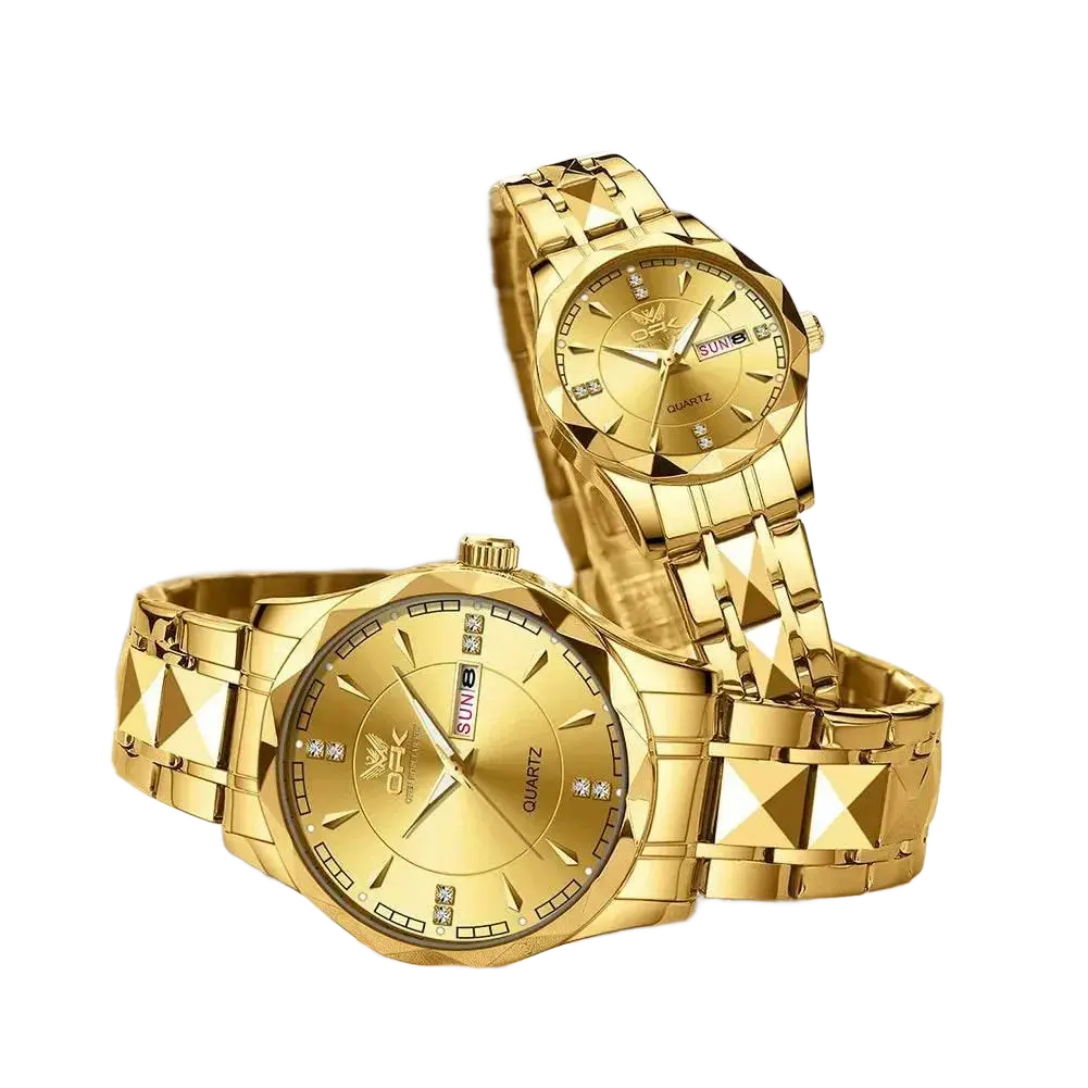 OPK 8151 Golden Stainless Steel Couple Watches - ACHETE LTD