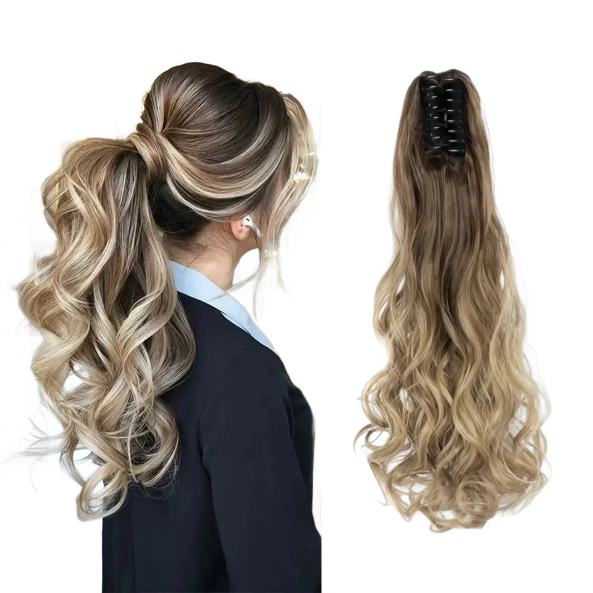 Claw Clip Wavy Ponytail.