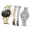 4 Pcs Casual And Fashionable Couple Watches Quartz Watches Women's Watches Matched With Couple Necklace Set - ACHETE LTD