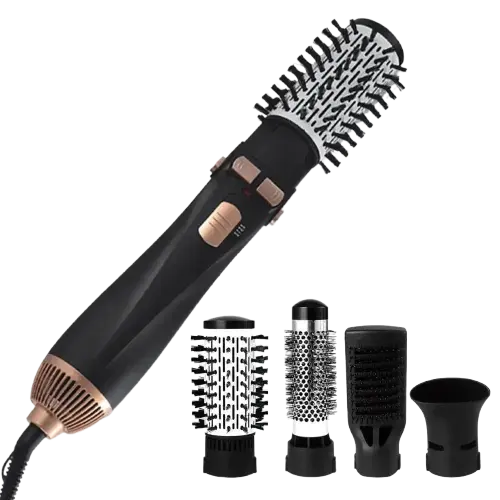 Hot Air Brush 4 Head Replaceable Hair Dryer Comb One Step Blower Strong Wind Electric Straightener Roller Curler Styling Tools - ACHETE LTD