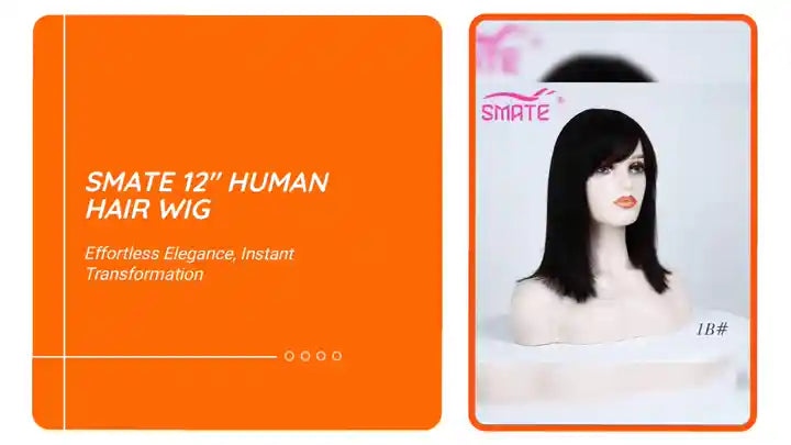 SMATE 12" Human Hair Wig by@Outfy