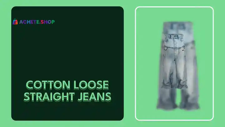 Cotton Loose Straight Jeans by@Outfy